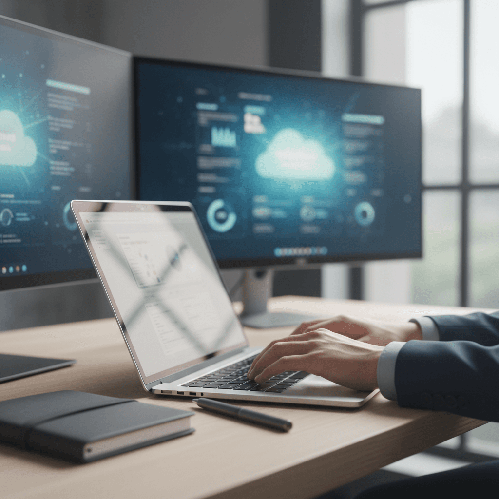 IT consultant reviewing technology strategy at office desk